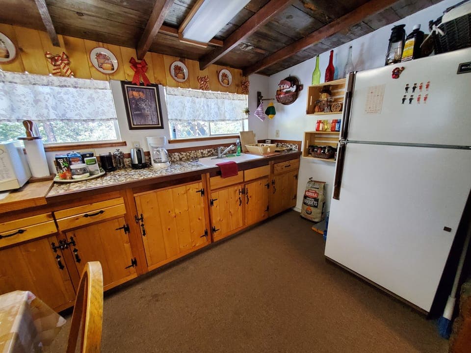 Fridge view of kitchen