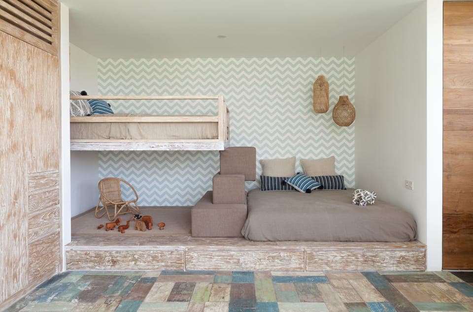 Bedroom with 1 king bed and bunk bed