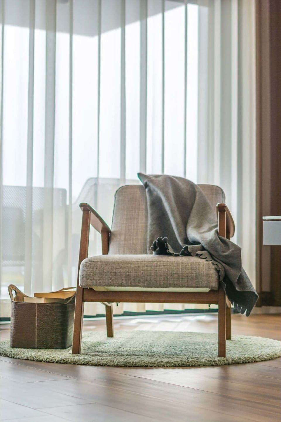 Furniture, Interior Design, Textile, Chair, Lampshade, Living Room, Comfort, Lamp, Natural Material, Armrest