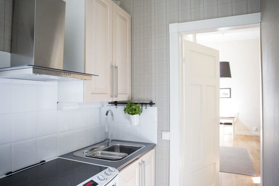 Studio (located 150m away from main building) | Private kitchen | Fridge, microwave, oven, stovetop