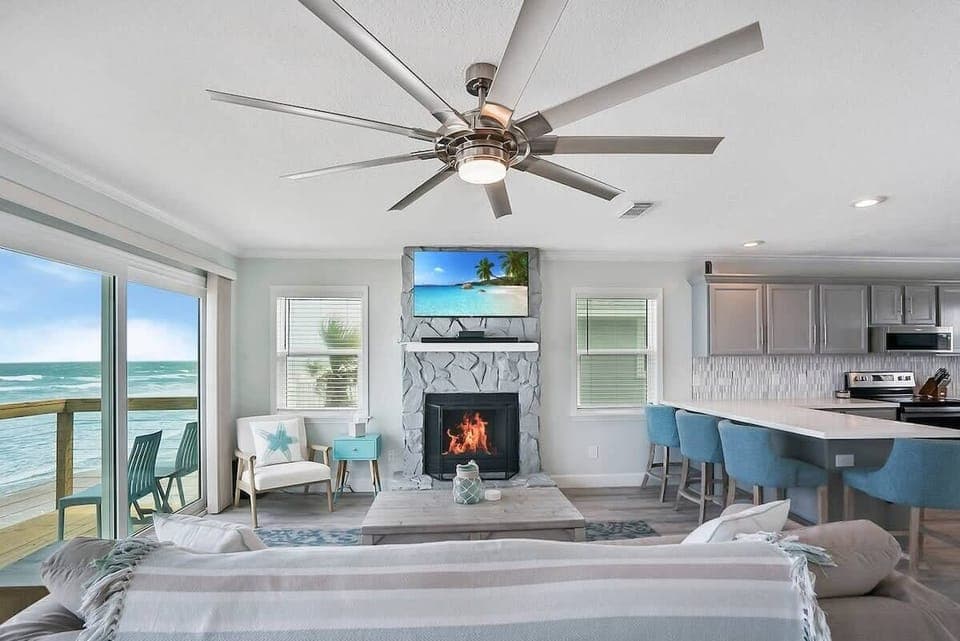 Fireplace is decorative only.