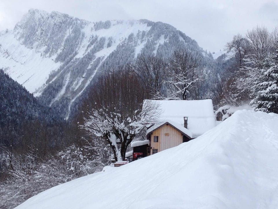 the snow covered chalet 