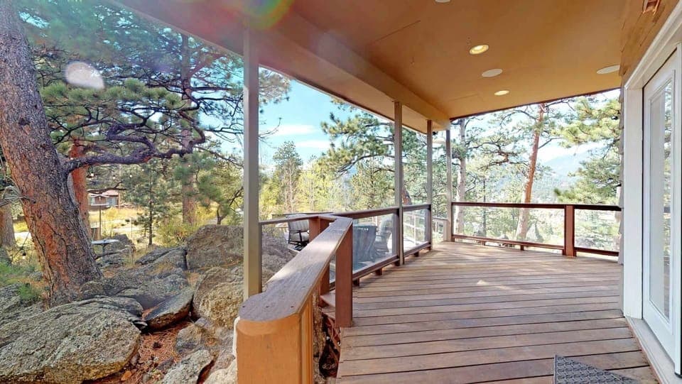 450 sq ft Deck with 3 levels plus hot tub attached to bar building. 
