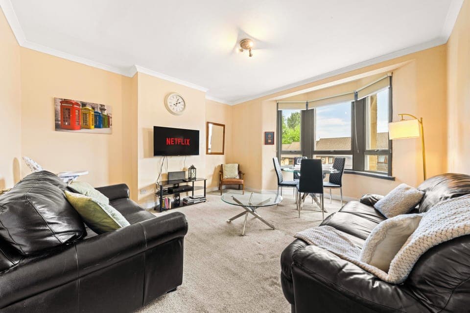 Flat-screen TV, DVD player