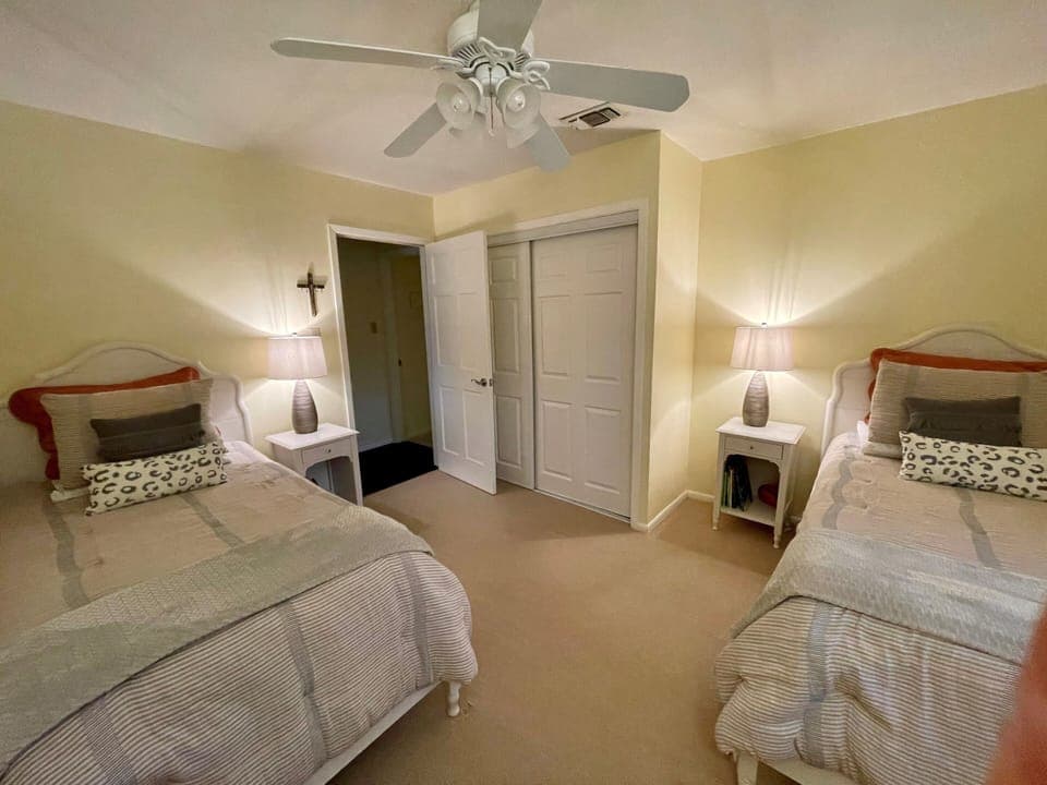 Upstairs bedroom with 2 twin beds located next to the master bedroom. 