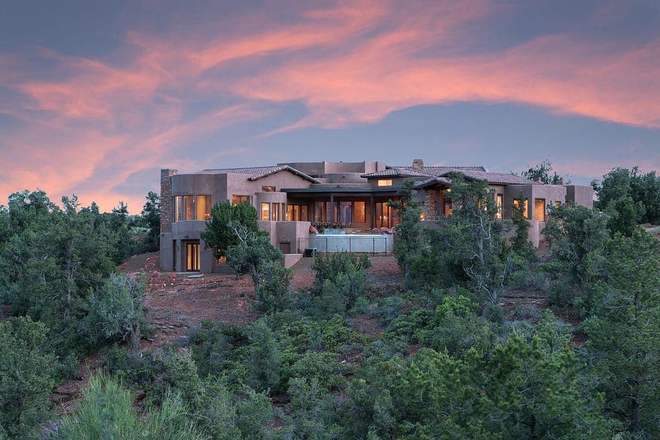 Sky Dancer is a 5BD Sedona high-end vacation rental on 5.3 secluded acres with a private pool and hot tub