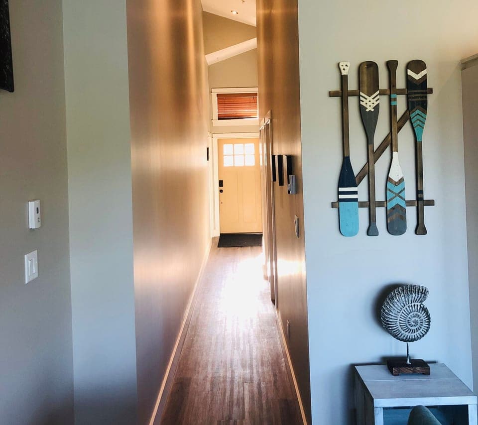 Hallway with 14 foot ceilings