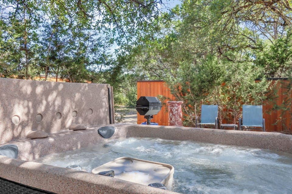 Hot tub and grill on the patio
