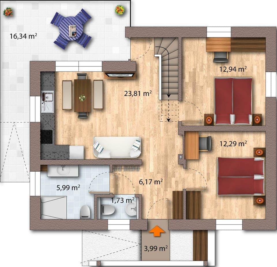 Family Chalet, 2 Bedrooms, Mountain View | Floor plan