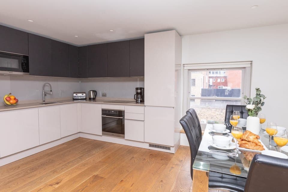 The open-plan living, kitchen and dining area
