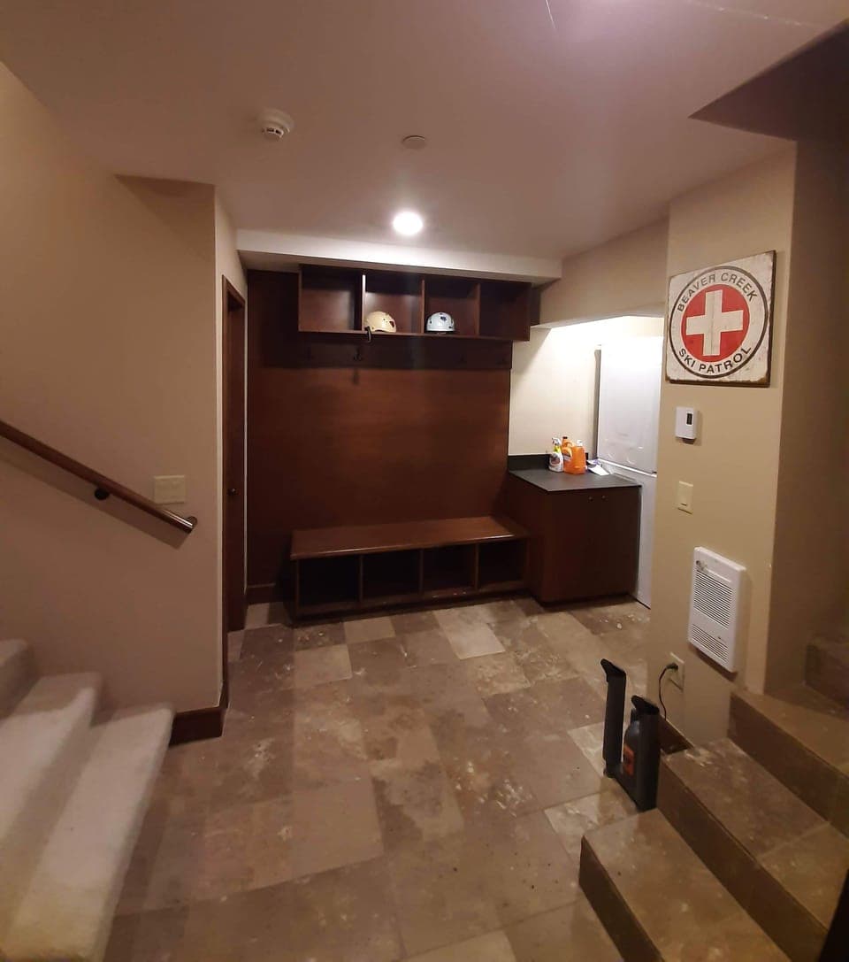 Mud Room: storage for ski boots and clothes. Ski boot dryers.