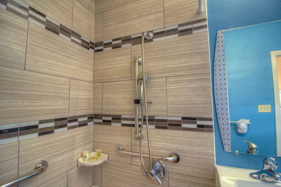 Standard Room, 1 Queen Bed, Accessible, Non Smoking | Bathroom shower