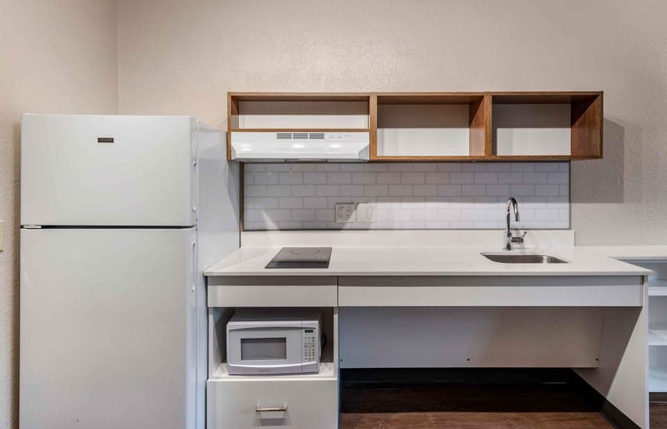 Studio, 1 Queen Bed, Accessible, Non Smoking | Private kitchen | Full-size fridge, microwave, stovetop, coffee/tea maker