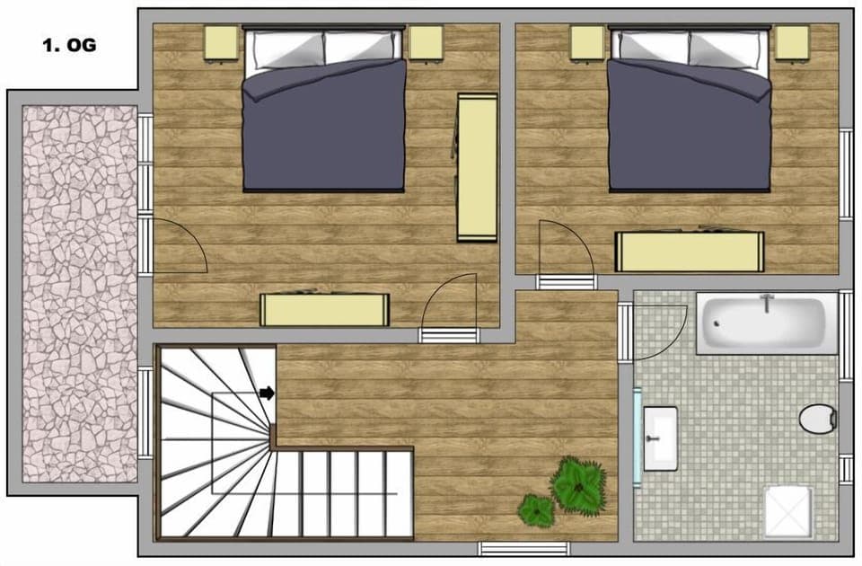 House, 2 Bedrooms, Lanai, Mountain View (Alpenschloss) | Floor plan