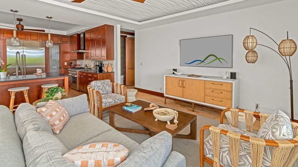 Kukuiula Makai Cottage #08 - Living Room - Parrish Kauai