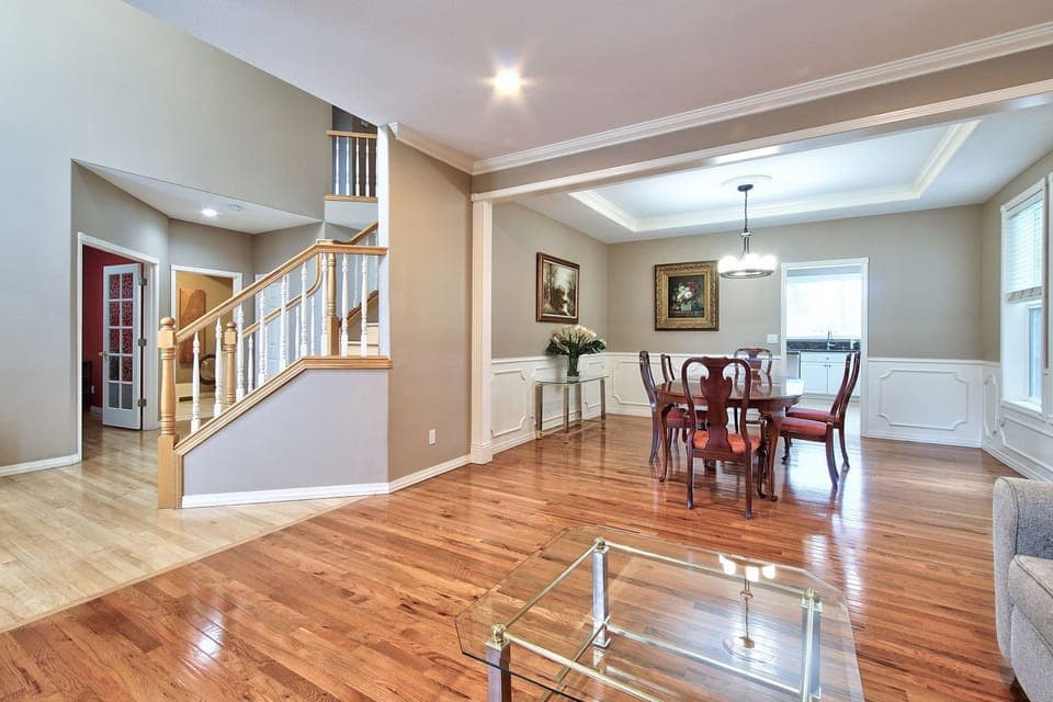 Living room and dining room