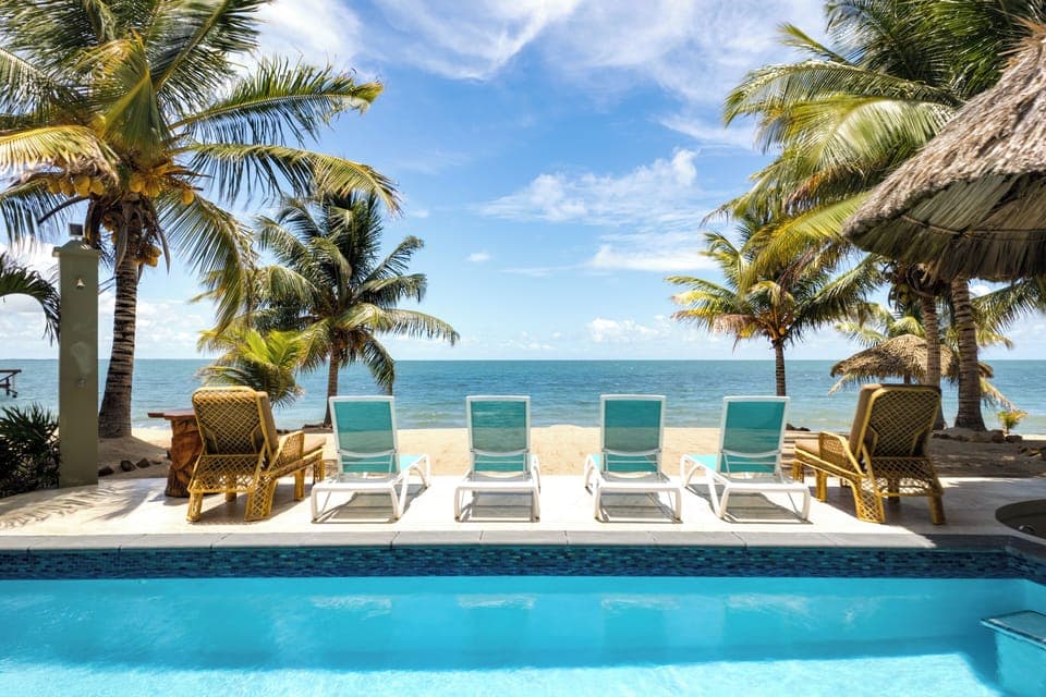 Sunbathing by pool - ocean side with outdoor shower