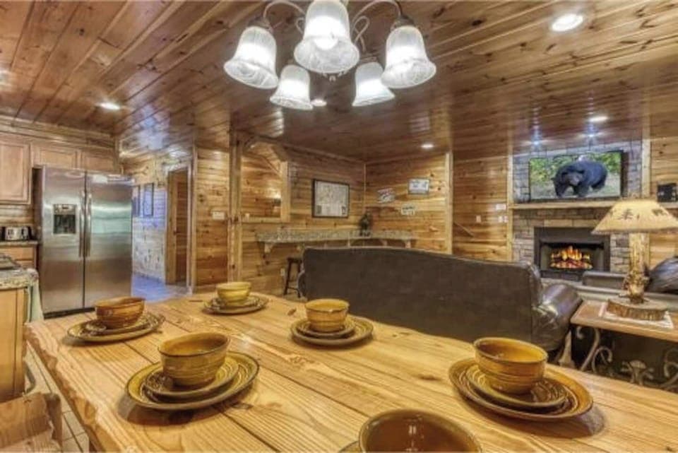 Dine together with seating for six and views of the Smokies.