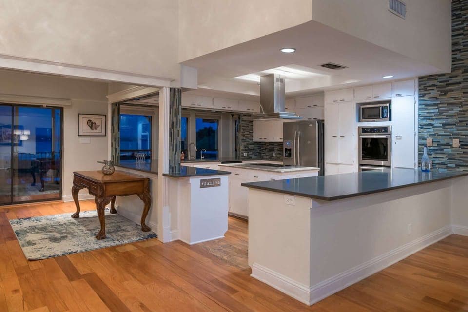 Spacious kitchen withlots of counter space, stainless steel appliances, double oven, and beautiful views!