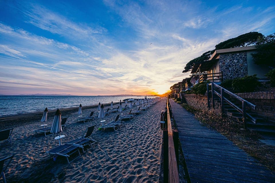 Private beach, sun loungers, beach umbrellas, beach towels
