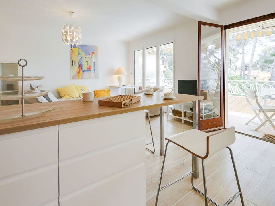 Furniture, Room, Property, Interior Design, Yellow, Table, Building, Kitchen, Floor, House