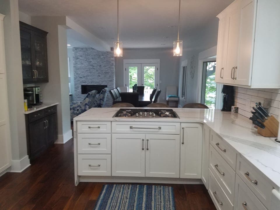 Kitchen with view of dining area