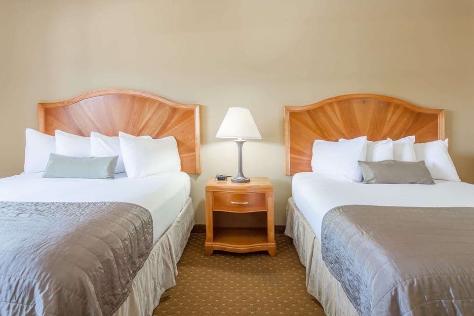 Standard Room, 2 Queen Beds | Pillowtop beds, desk, blackout drapes, iron/ironing board