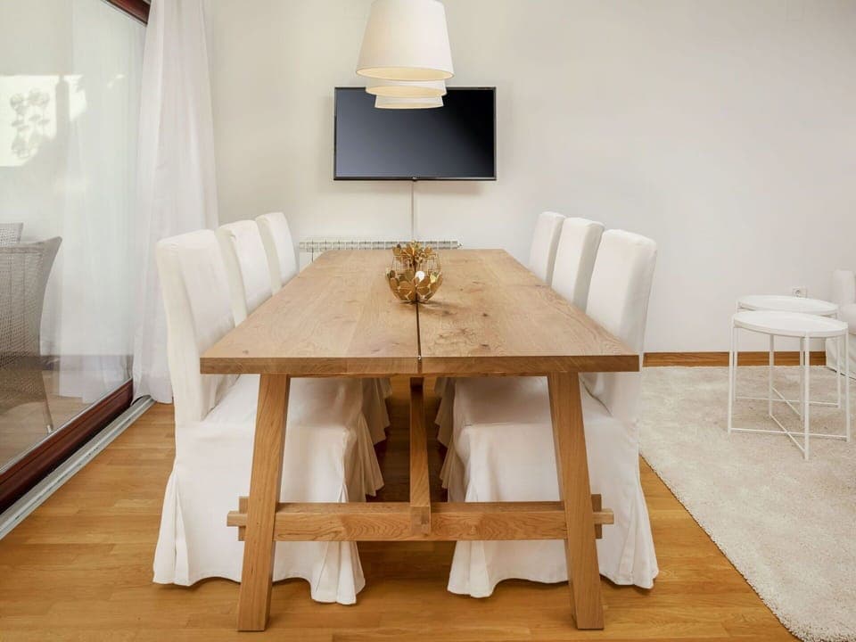 Furniture, Table, Room, Floor, Dining Room, Interior Design, Flooring, Material Property, Wood, Chair