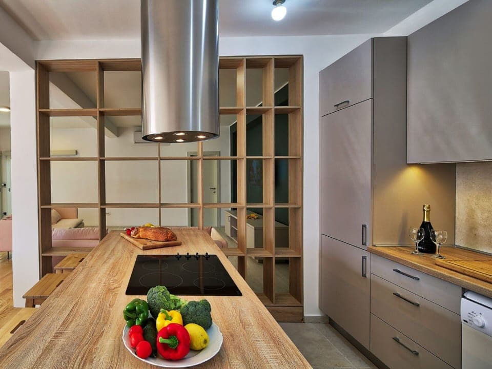 Villa | Private kitchen | Electric kettle, highchair