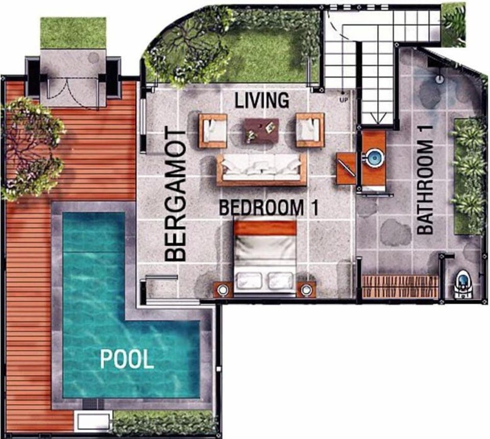 Bergamot One Bedroom Suite with Pool | Floor plan