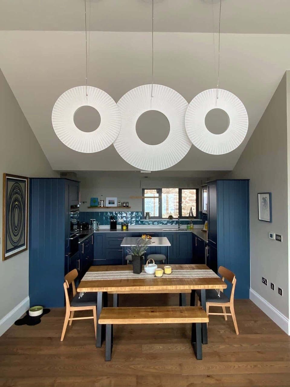 Kitchen and Dining Table with Feature Lights