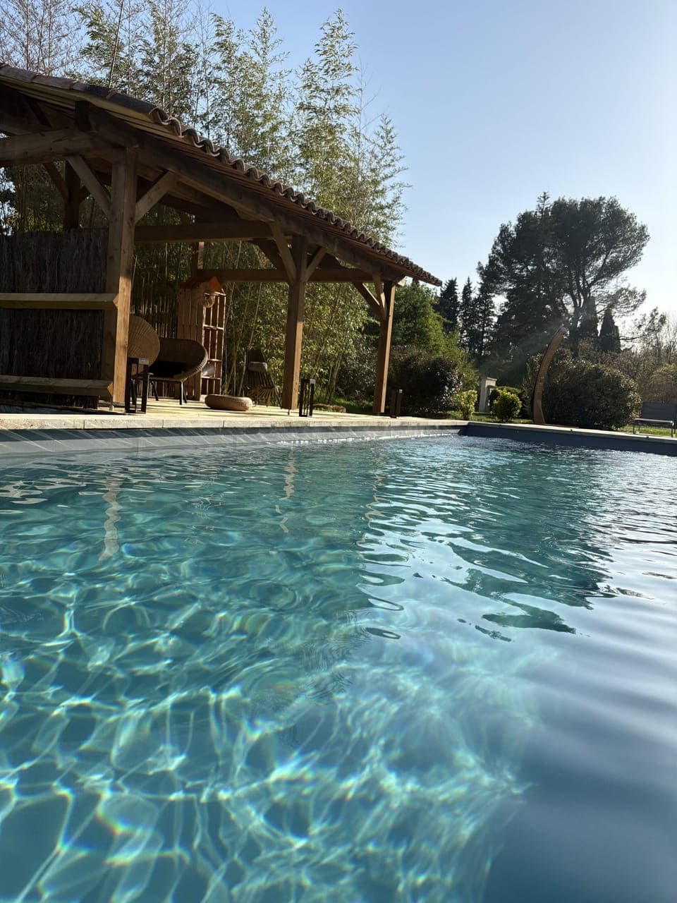 Outdoor pool, sun loungers