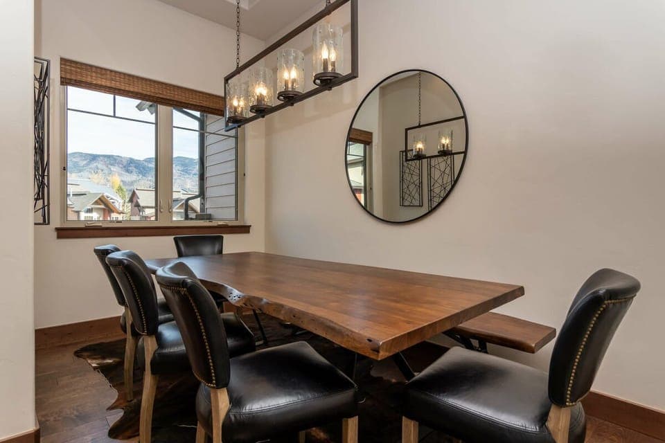 Custom dining table with seating for eight