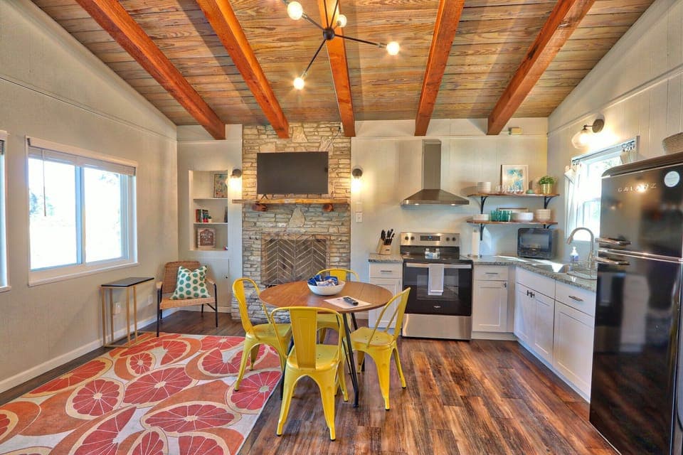 Open concept with modern amenities.