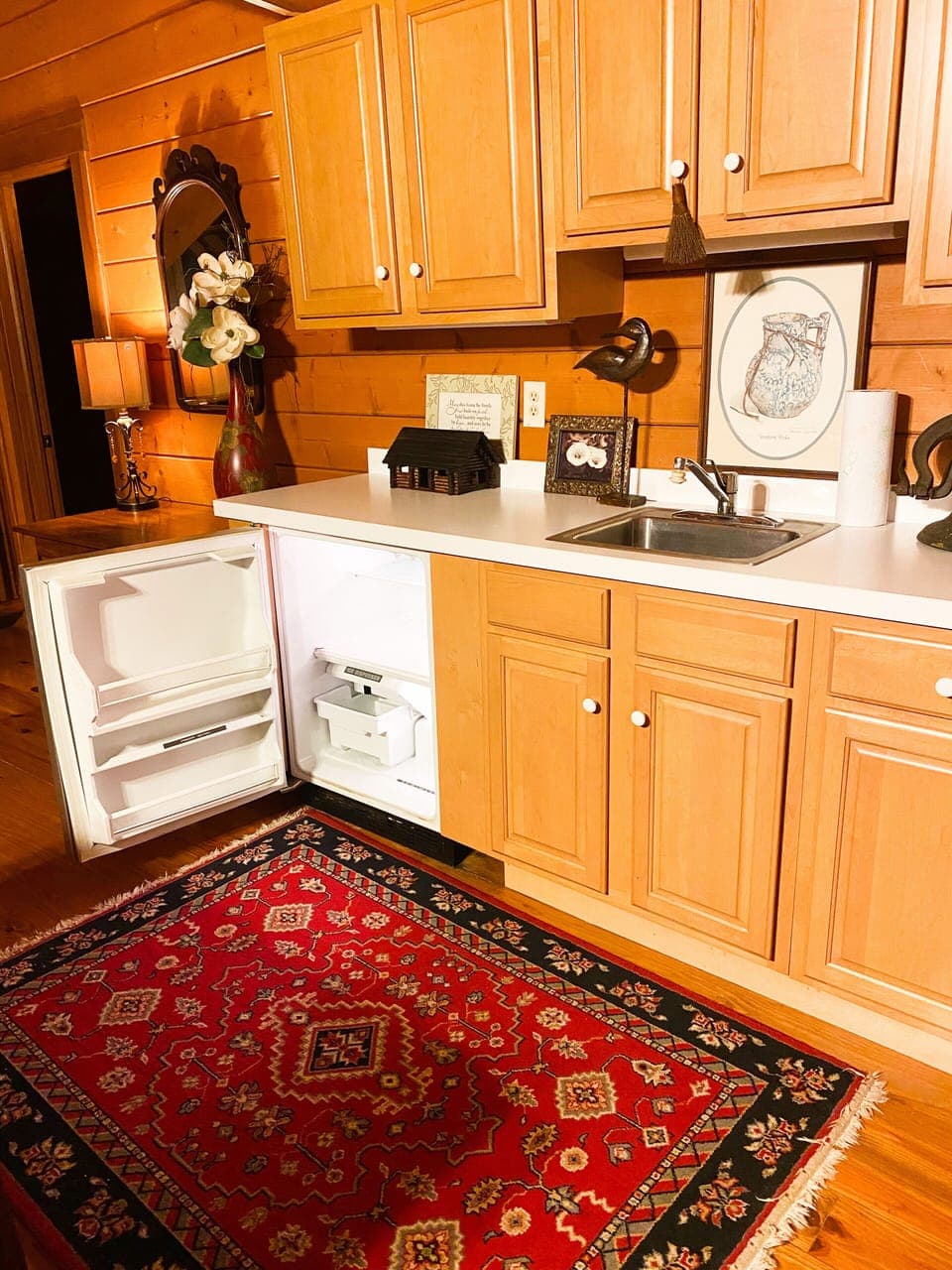 Upstairs loft Kitchenette with mini fridge, coffee maker and essentials