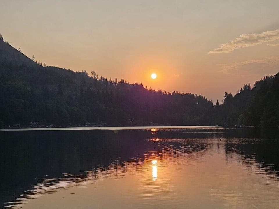 Sunrise view from the cabins top deck