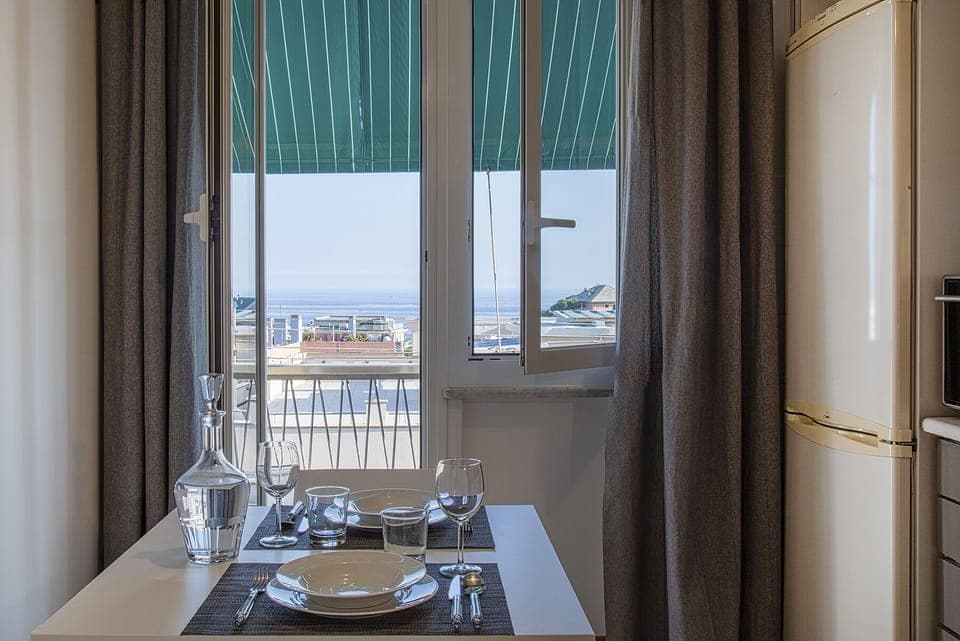 Apartment, 2 Bedrooms, Balcony, Sea View | Private kitchen | Full-size fridge, microwave, oven, stovetop