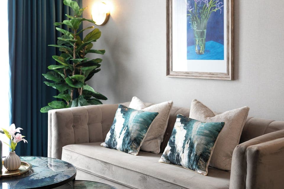 Suite, 1 King Bed | Living area | 49-inch Smart TV with digital channels, TV