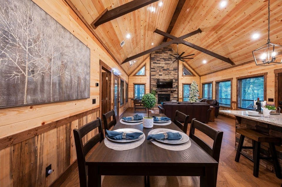 Dining table set to sit 4 comfortably.