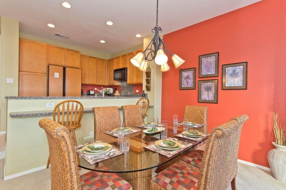 Dining area with glass top table