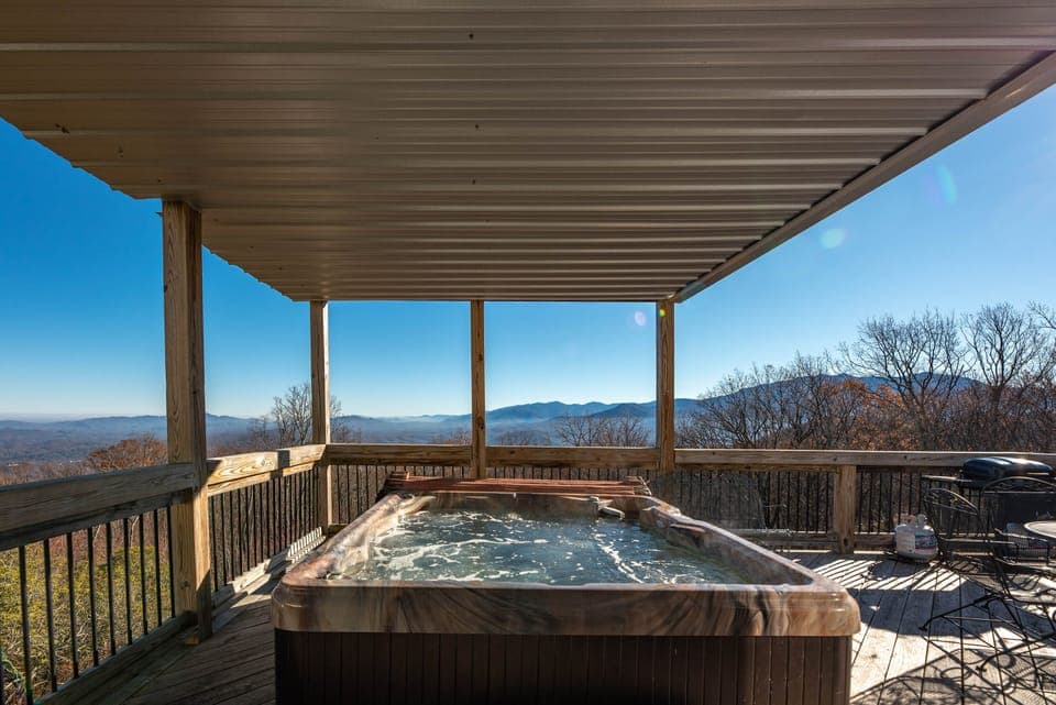 Hot tub with sweeping mountain and valley views