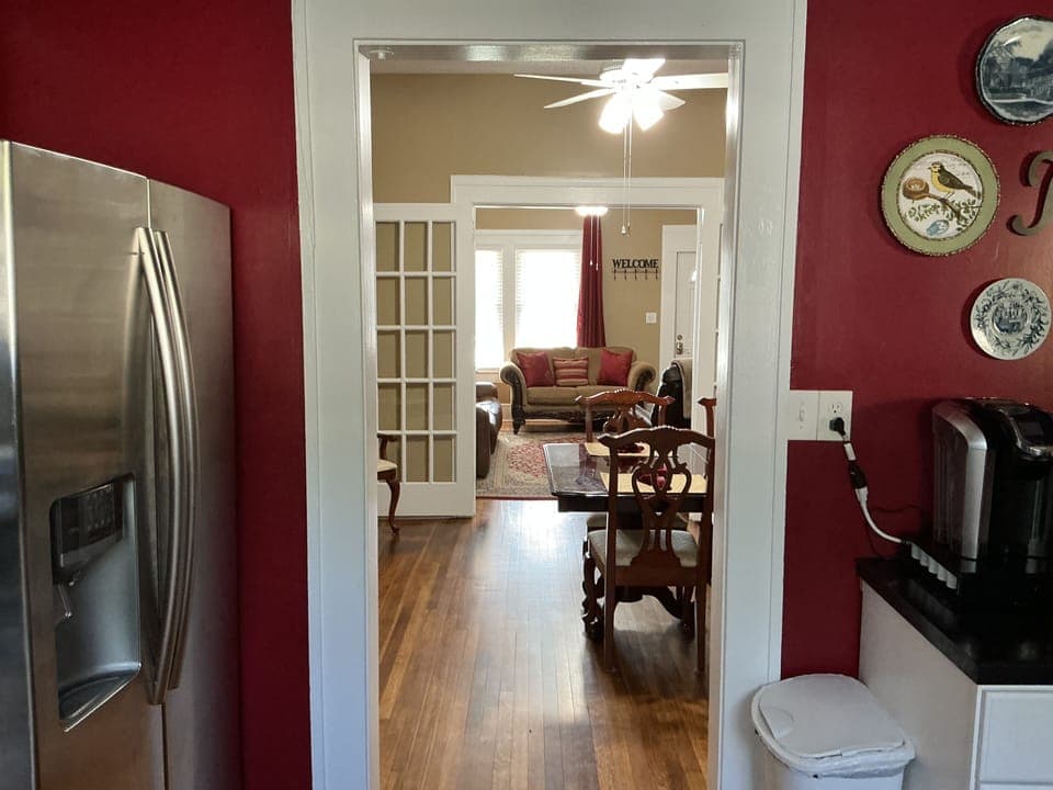 View from Kitchen to Dining room to Living room 
