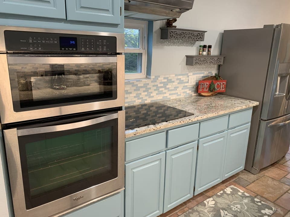 Induction cooktop, convection oven and microwave.