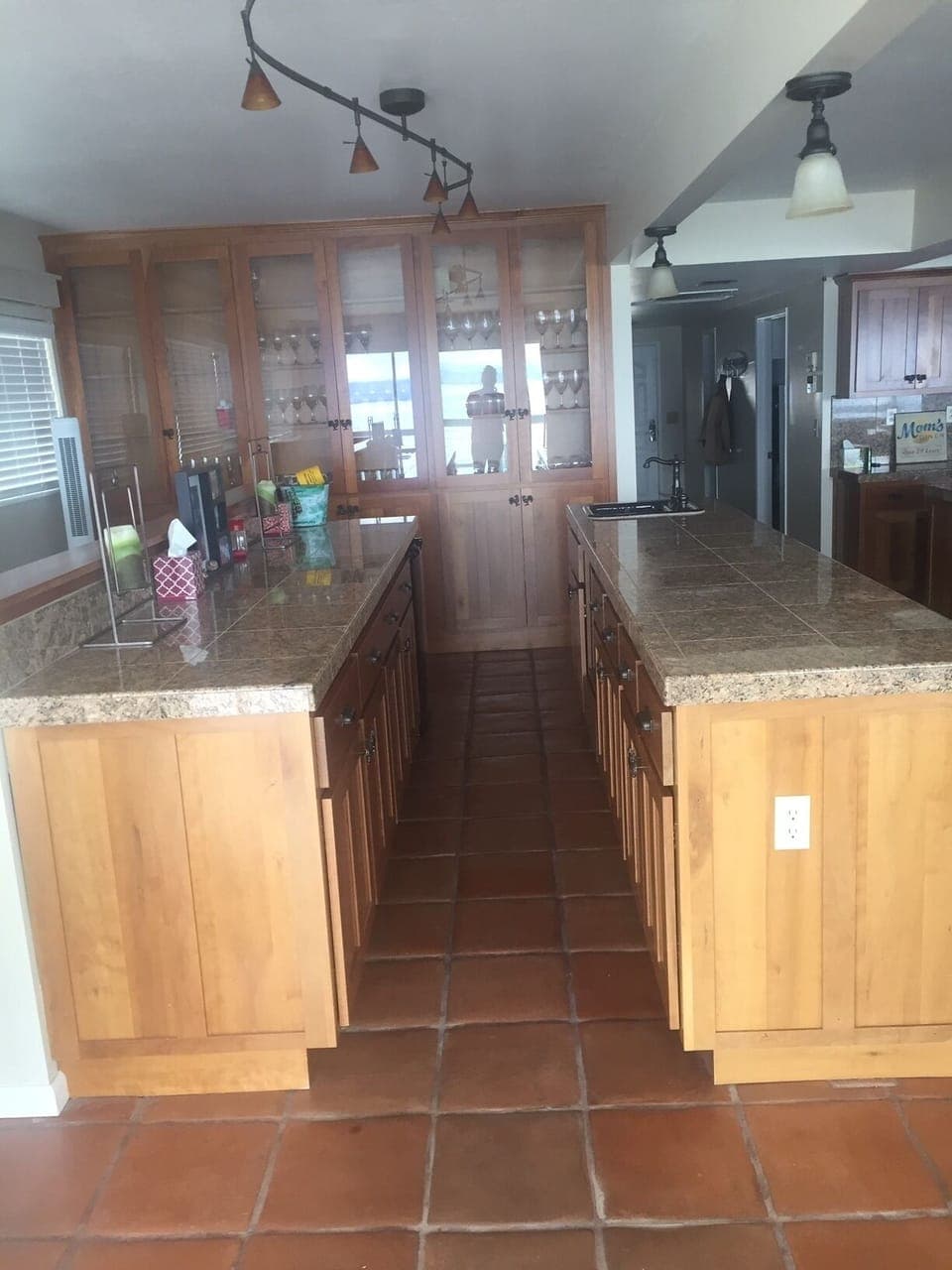 Bar area - steps to downstairs to the left next to windows