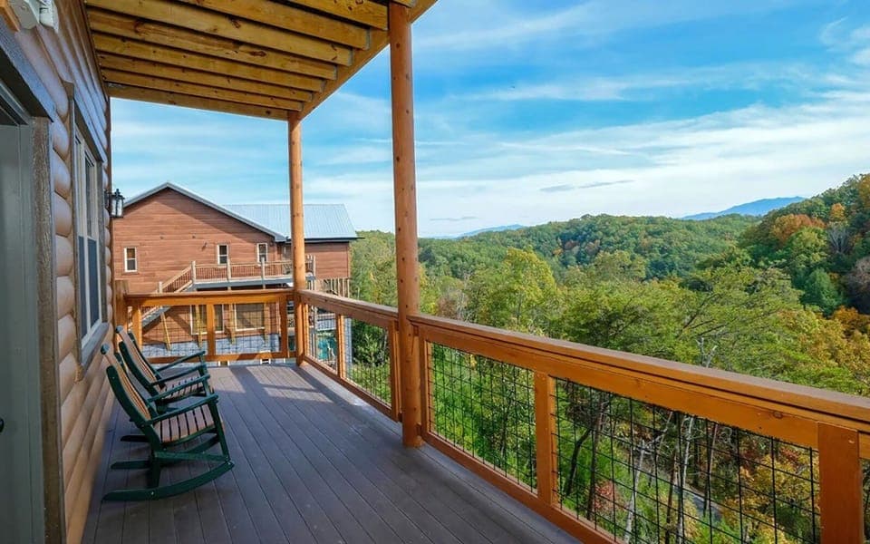 Rocking Chairs on the Deck Looking Out at the View