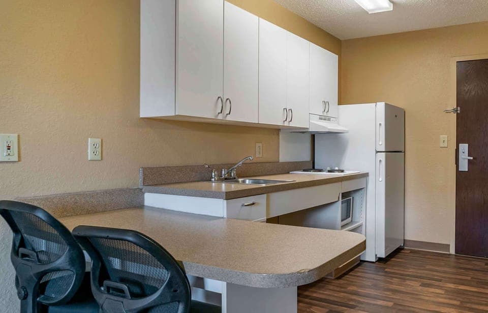 Studio, 1 Queen Bed, Accessible, Non Smoking | Private kitchen | Fridge, microwave, stovetop, cookware/dishes/utensils