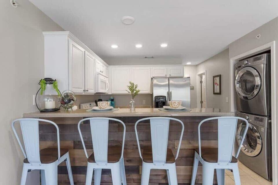 updated wood bar finish to give it that River Vibe!