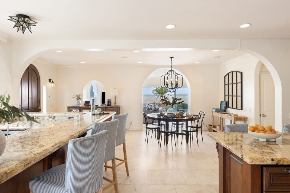 Dining area connects the kitchen and living area.
