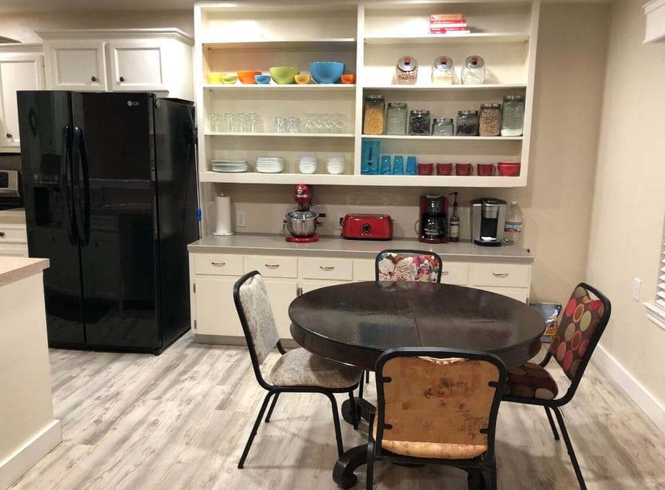 Dining area. Extra chairs available.