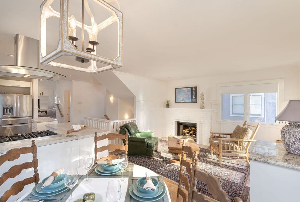 Dining and Sitting Room with Fireplace